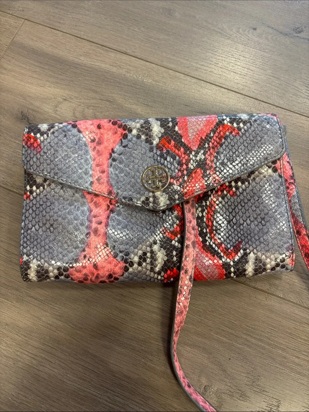 Tory Burch Python Snakeskin-Print Crossbody Bag